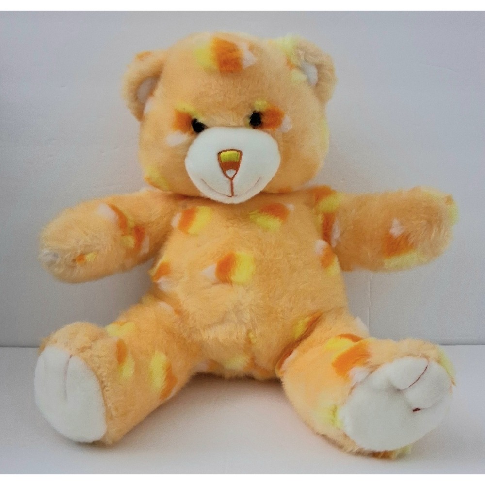Build A Bear Candy Corn Teddy Bear Plush 15" Orange Halloween Fall Autumn